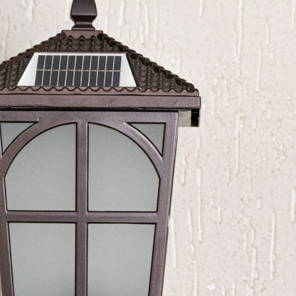 Detailed view highlighting textured roof pattern and matte finish of premium solar pillar light design.