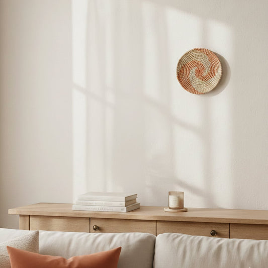 peachy handwoven decorative hanging wall basket main lifestyle