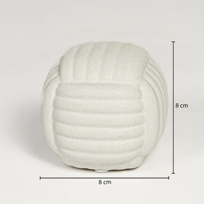 White ceramic textured decorative bowl measuring 8 cm height and 8 cm width perfect for small tabletop decor display.