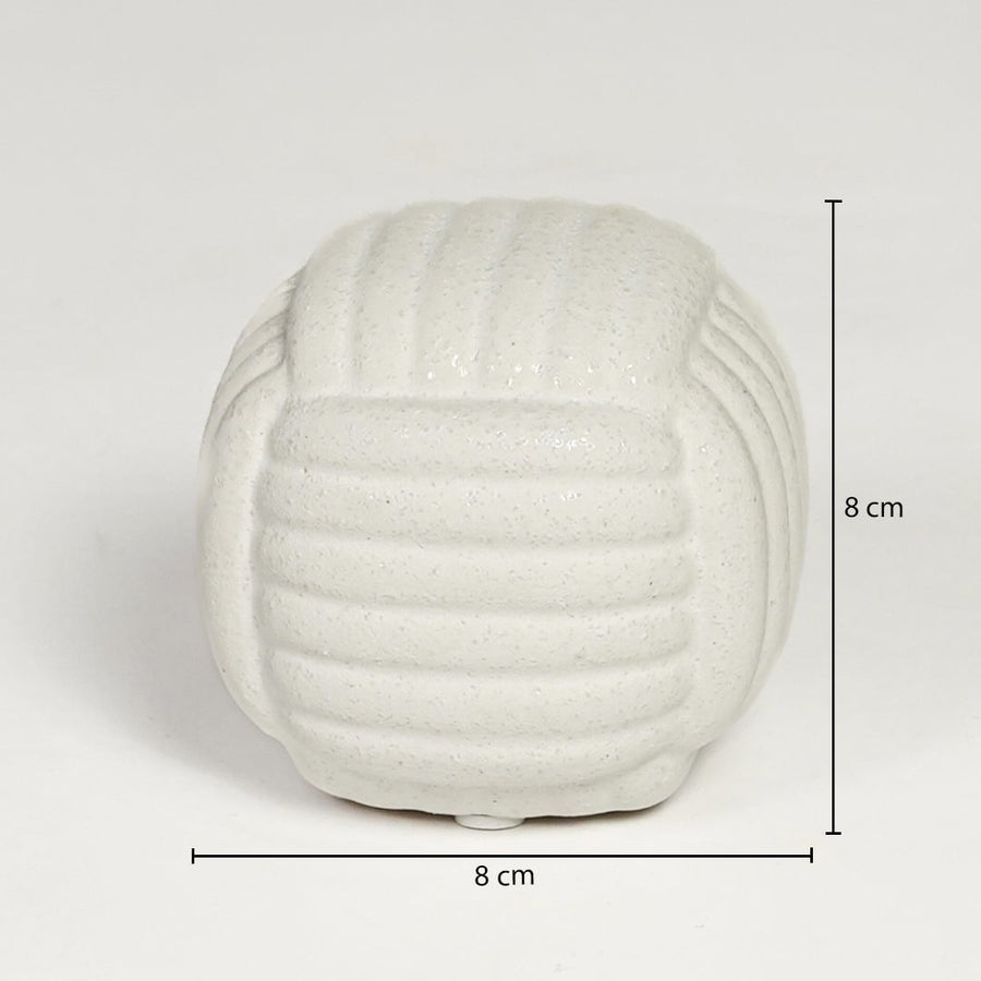 White ceramic textured decorative bowl measuring 8 cm height and 8 cm width perfect for small tabletop decor display.