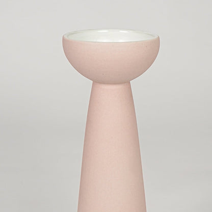Pink ceramic tall flower vase closeup modern decorative vase for shelf console table living room home decor styling.