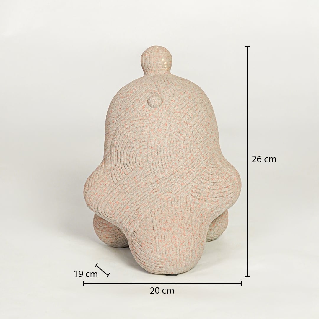 Abstract ceramic decor sculpture dimension image showing 26 cm height 20 cm width and 19 cm depth modern decorative object.
