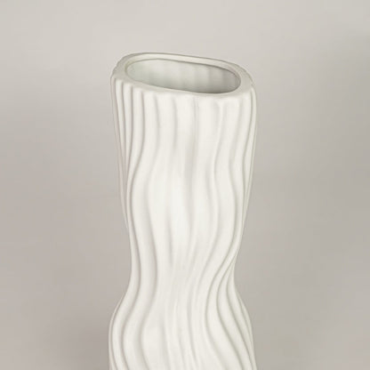 pinnarp pleated ceramic vase large closeup