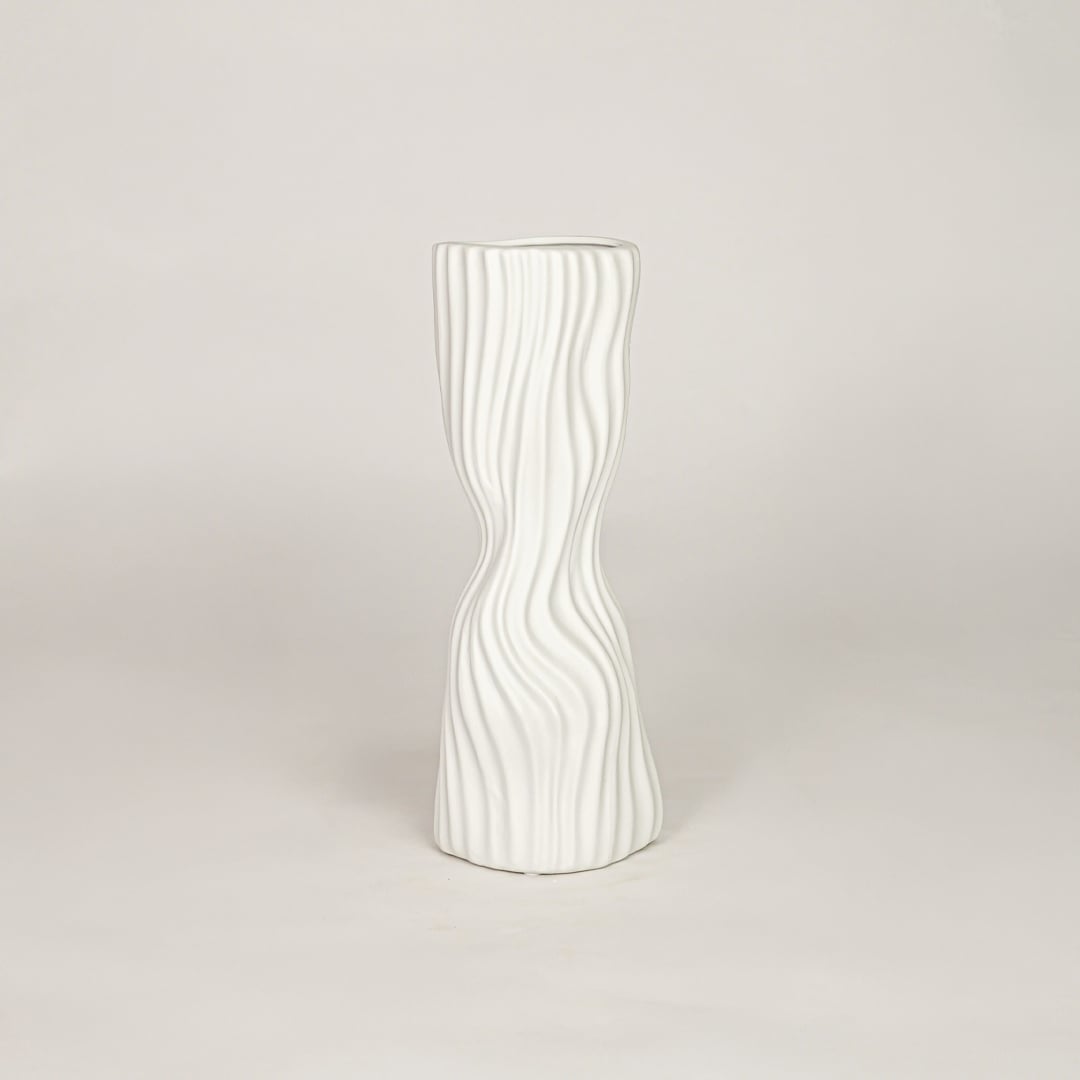 pinnarp pleated ceramic vase large white background