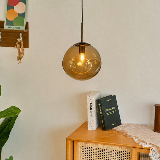 Postmodern Amber Crystal Glass Pendant Light