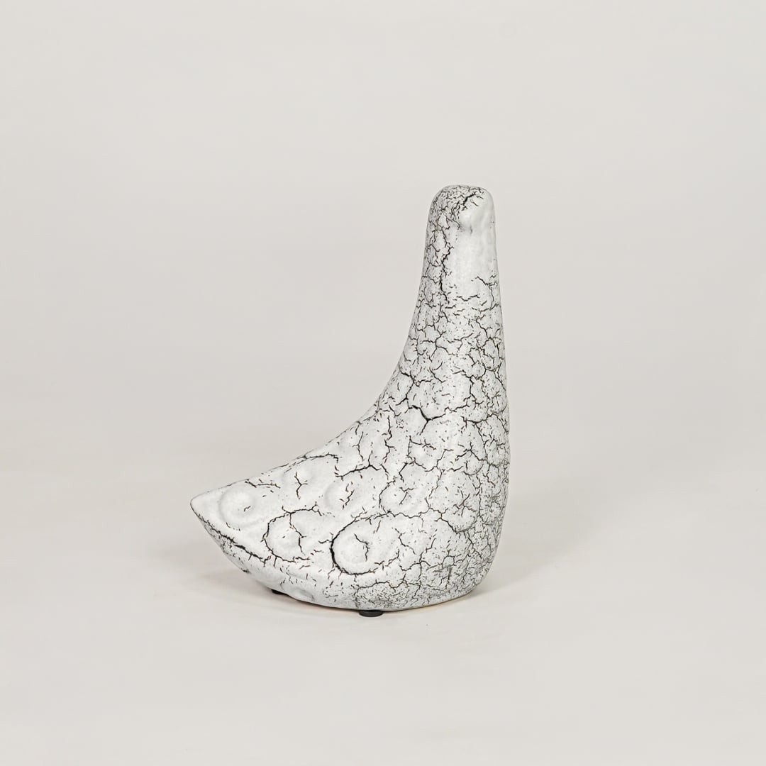 pottery bird figurine large white background