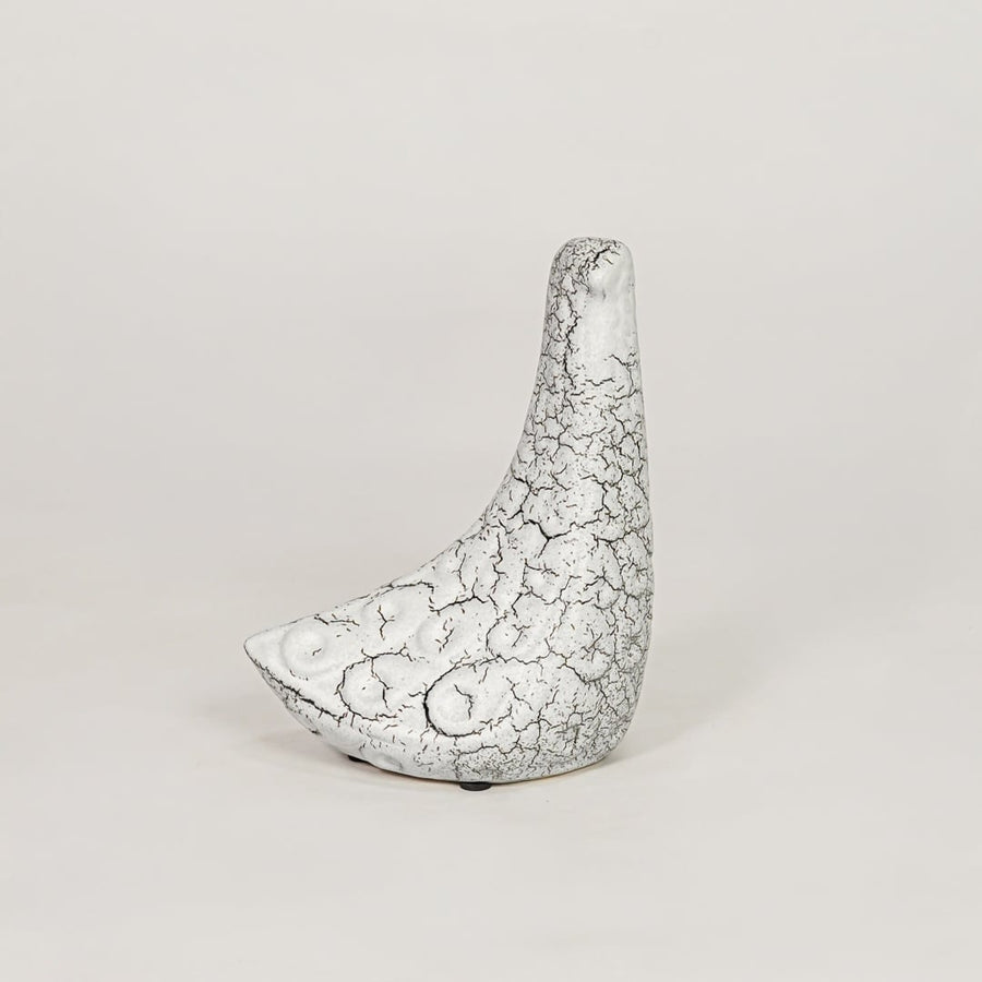pottery bird figurine large white background