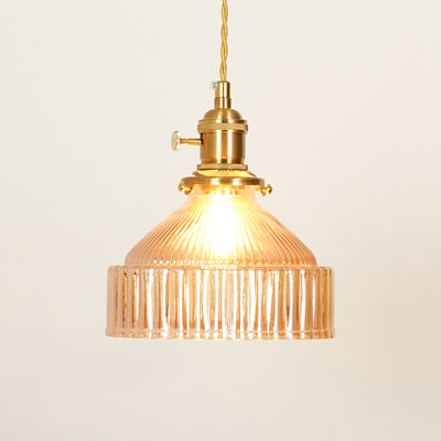 Prismatic Glass Barn Pendant Light - Amber