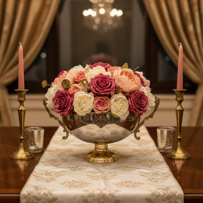 pushp brass centrepiece bowl for dinnig room lifestyle