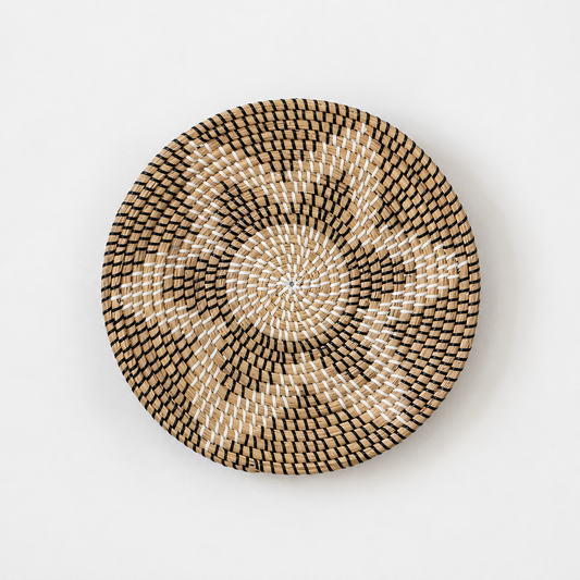 Ramira Handwoven Sabai Grass Hanging Wall Basket - Black