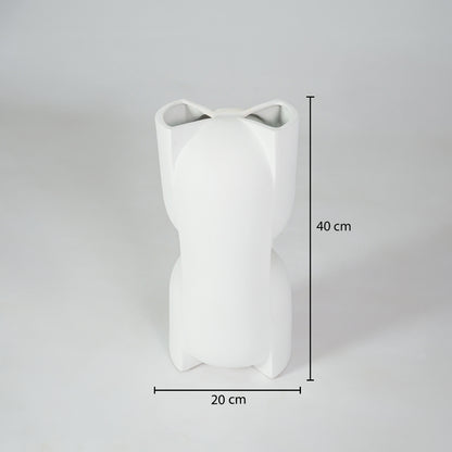 White ceramic floor vase dimension image with 40 cm height and 20 cm width for modern home decor.