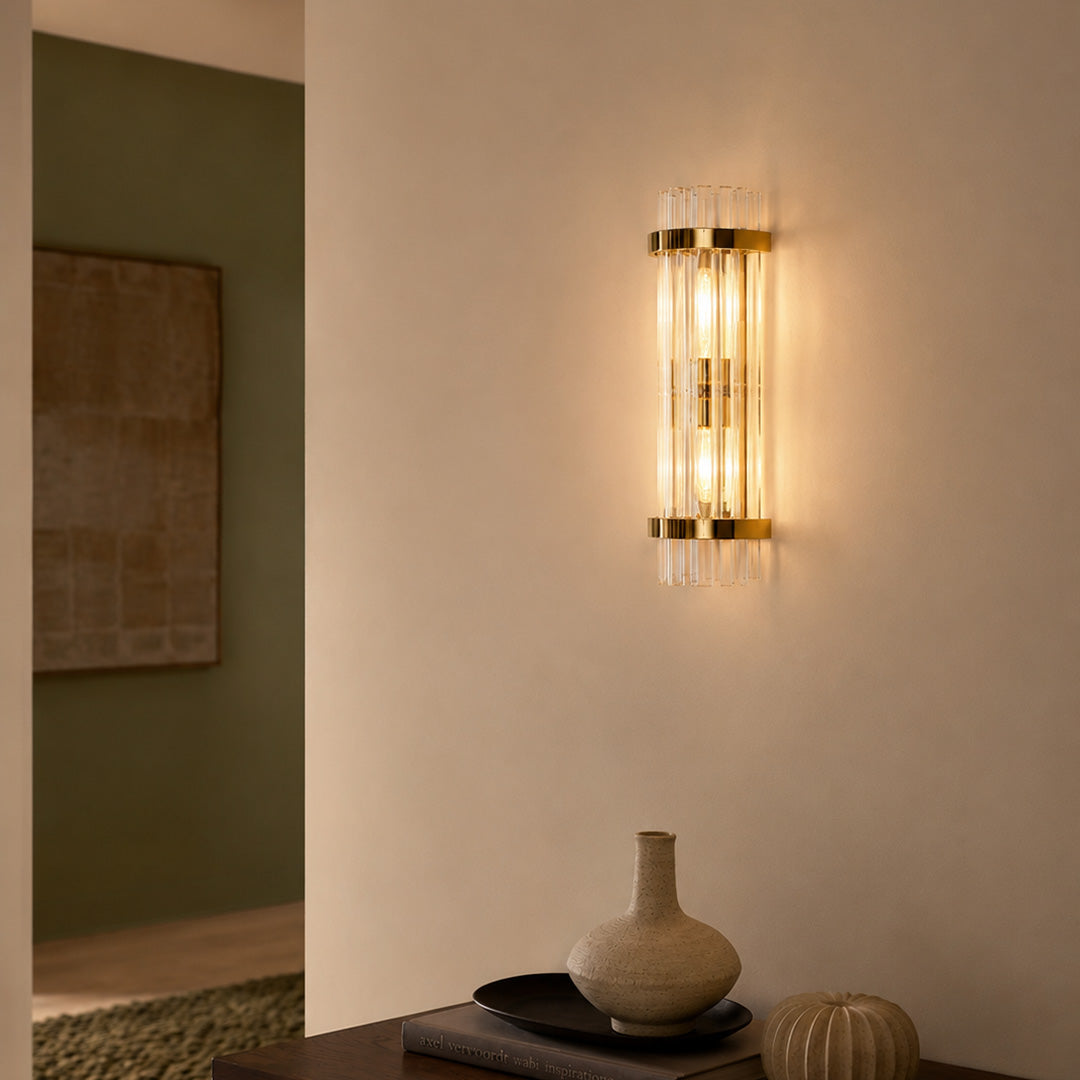 Rayson Emporio Crystal Glass Modern Gold Metal Wall Sconce