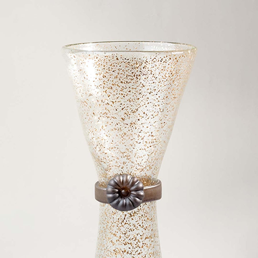 Reloj glass vase displayed on white background featuring sculptural form smooth glass surface and modern decorative appeal for interiors.