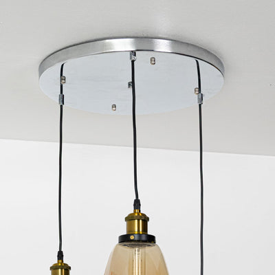 Retro 3-Light Round Glass Cluster Light With Gold Ceiling Plate