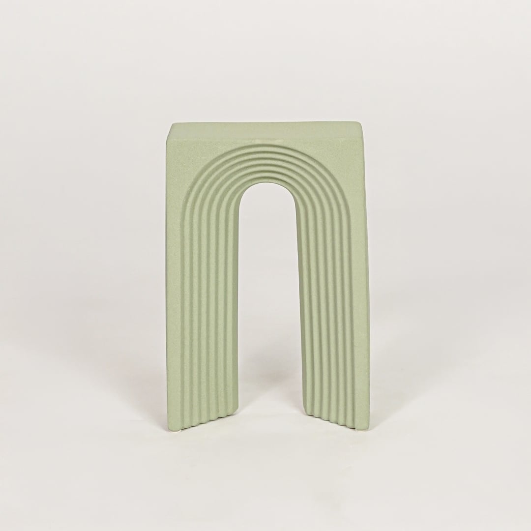 retro arch table decor green white background