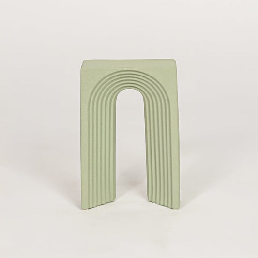 retro arch table decor green white background