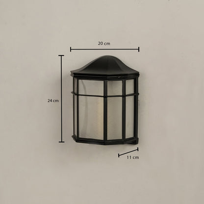Outdoor wall light dimensions 24 cm height 20 cm width and 11 cm depth are displayed clearly.