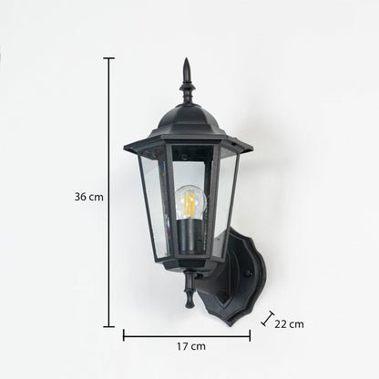 Outdoor wall light dimension image showing 36 cm height 22 cm depth and 17 cm width ideal for home exteriors.