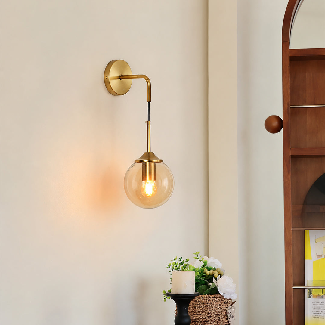 Retro Style Glass Ball Metal Wall Light