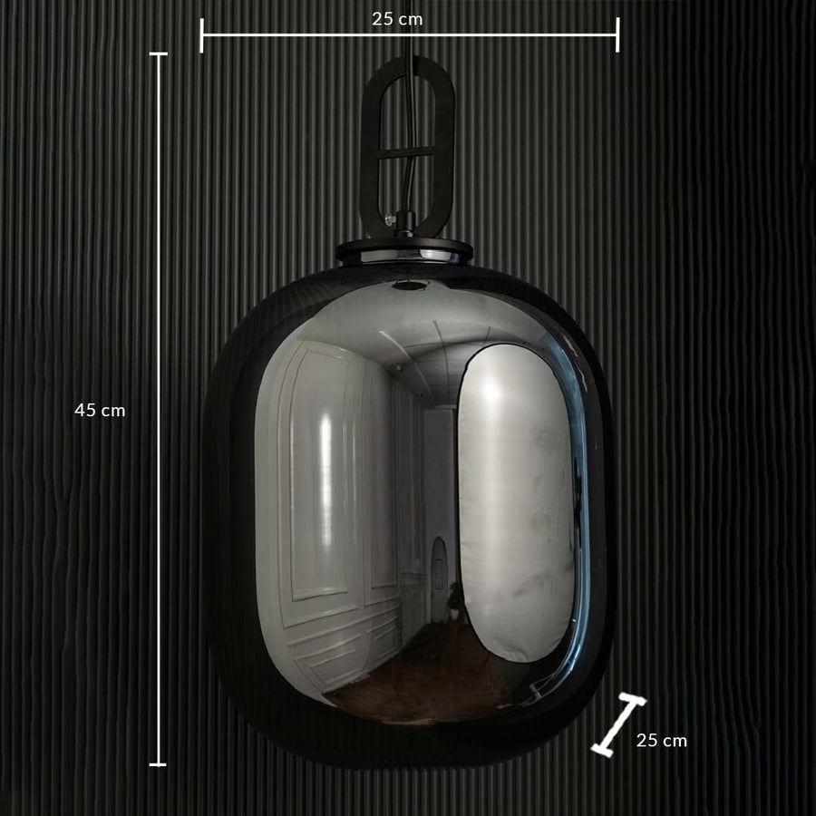 Black and gold metal wall light with glass shade showing 30 cm height 18 cm width and 17 cm projection for wall installation.