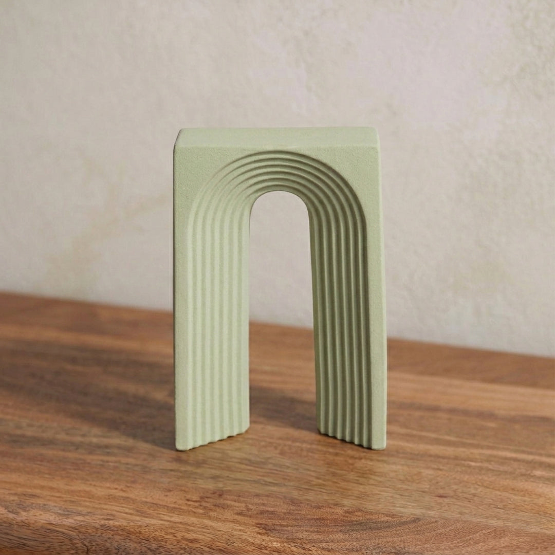 Ribbed Ceramic Table Decor - Sage Green