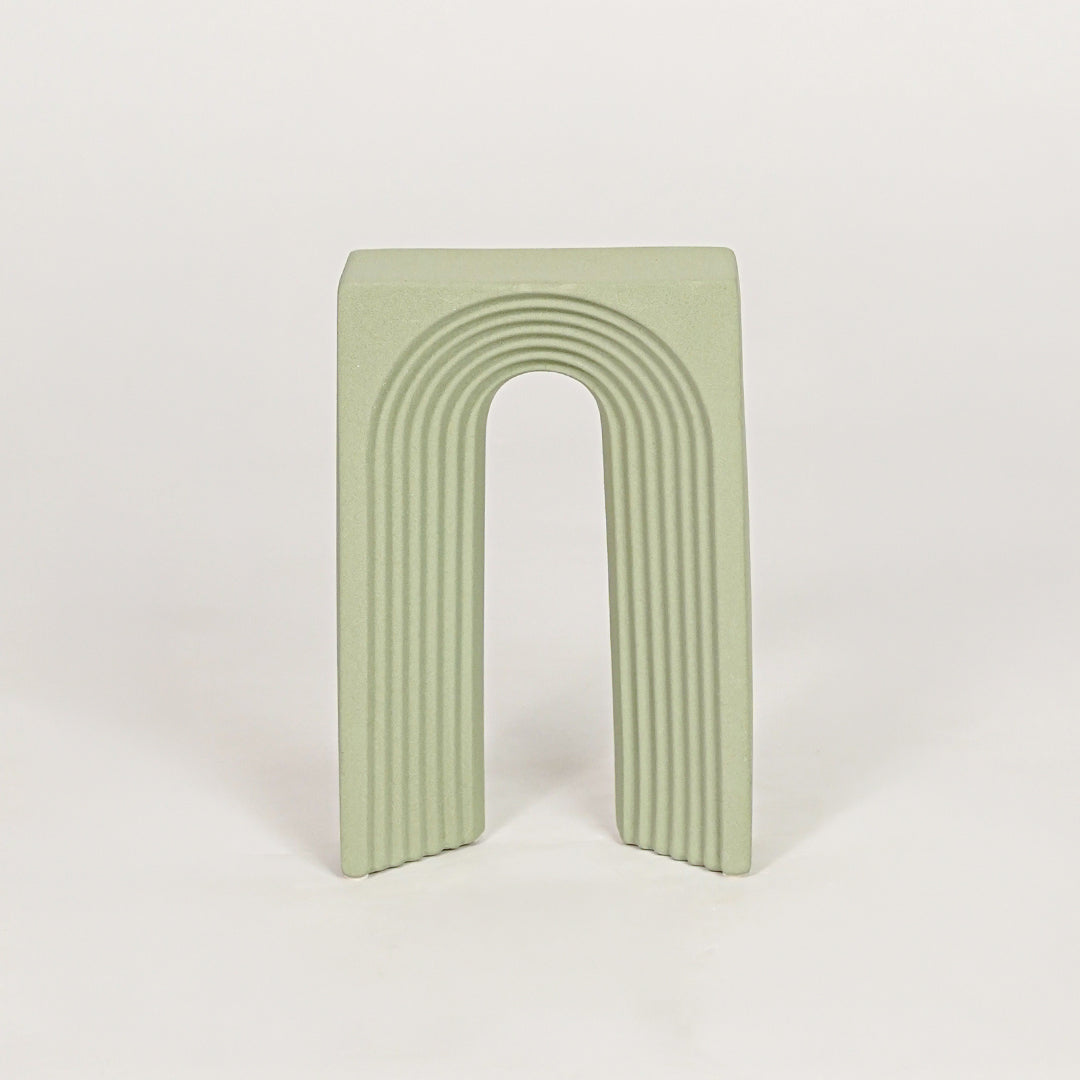 Ribbed Ceramic Table Decor - Sage Green