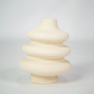 Ria Tiered Ring Sculptural Ceramic Vase - Beige