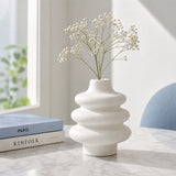 Ria Tiered Ring Sculptural Ceramic Vase - White