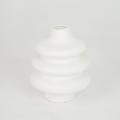 Ria Tiered Ring Sculptural Ceramic Vase - White