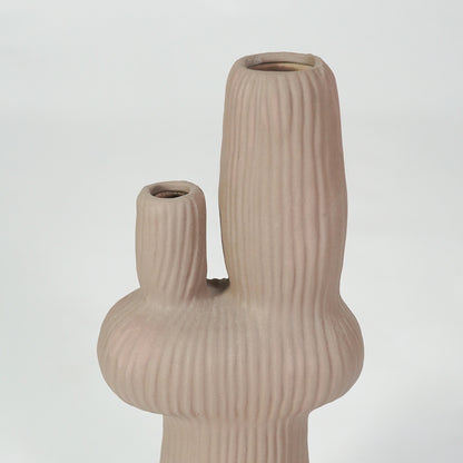 Ribbed Cactus Ceramic Sculptural Vase