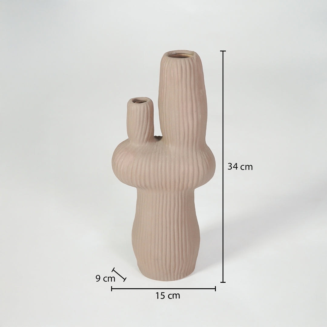 Ribbed Cactus Ceramic Sculptural Vase
