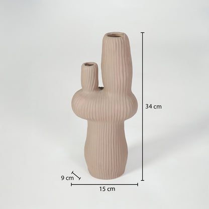 Ribbed Cactus Ceramic Sculptural Vase