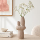 Ribbed Cactus Ceramic Sculptural Vase