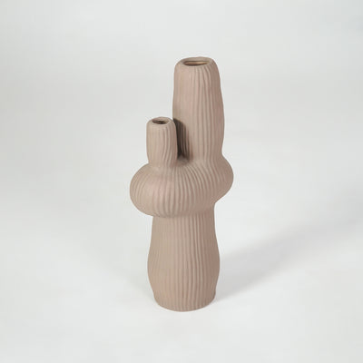 Ribbed Cactus Ceramic Sculptural Vase