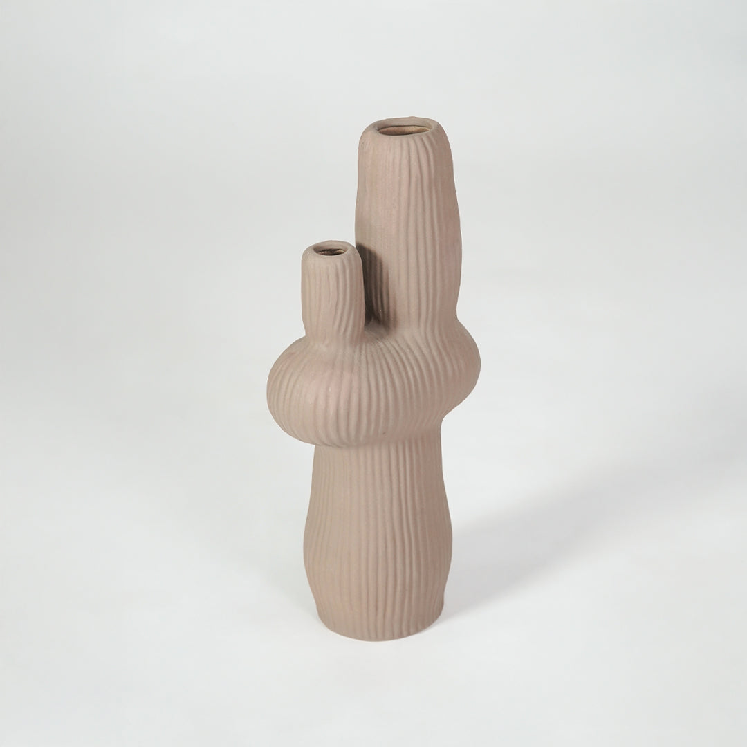 Ribbed Cactus Ceramic Sculptural Vase