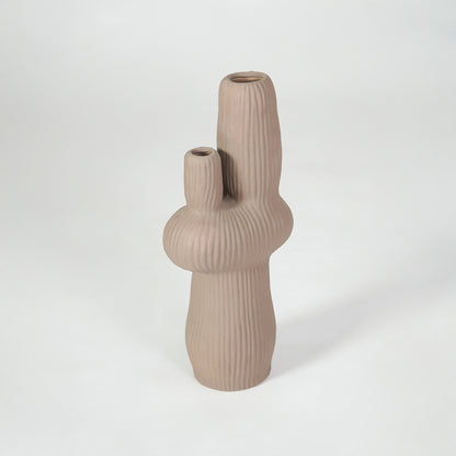 Ribbed Cactus Ceramic Sculptural Vase