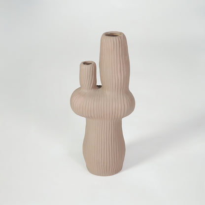Ribbed Cactus Ceramic Sculptural Vase