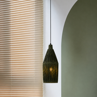 Lifestyle image of rio bottleneck glass hanging lamp for elegant dining room decor styling and modern home illumination.