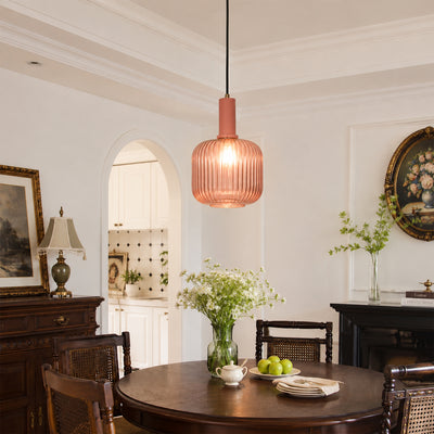 Ripple Glass Pendant Light - Pink