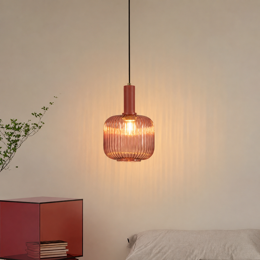 Ripple Glass Pendant Light - Pink