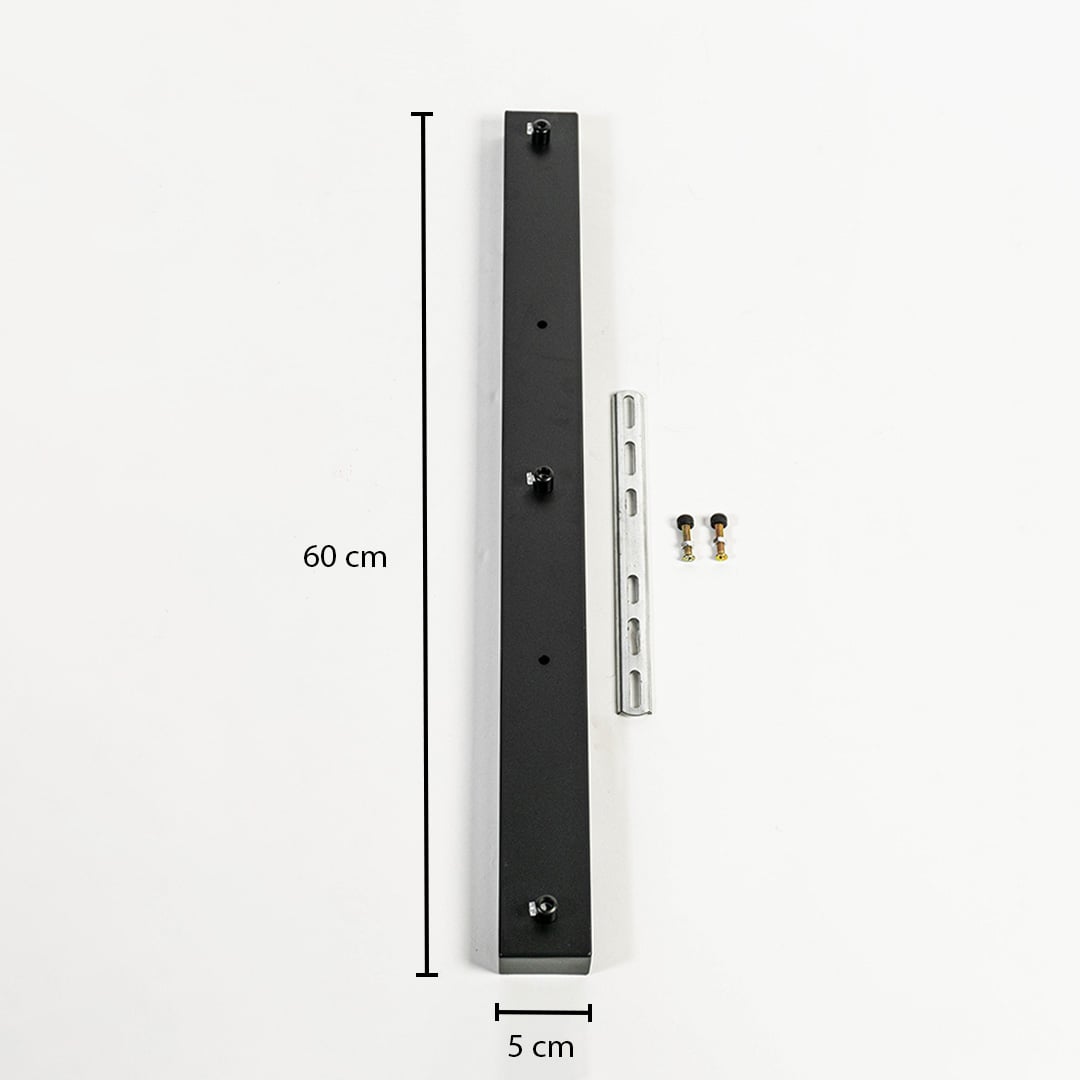 Ceiling plate dimension image showing length 60 cm width 5 cm mounting hole positions and hardware layout for accurate ceiling installations.