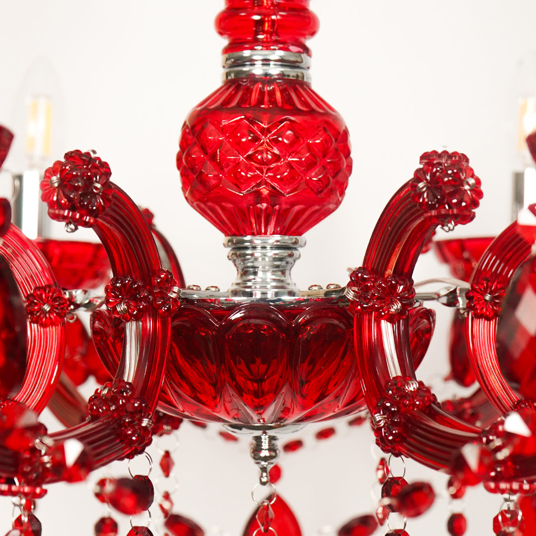 Rosalind 6-Light Crystal Drops Chandelier - Red