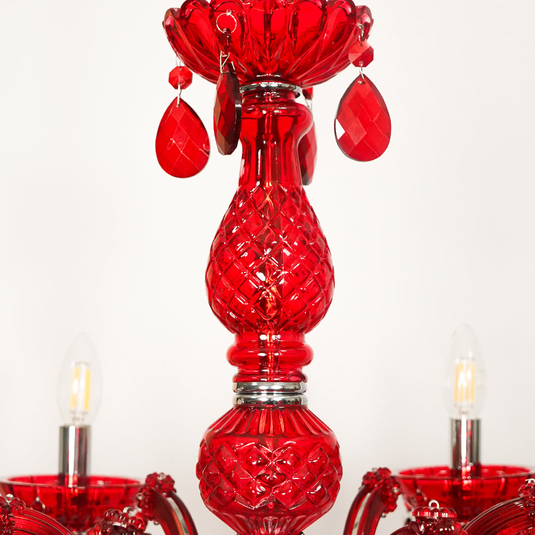 Rosalind 6-Light Crystal Drops Chandelier - Red