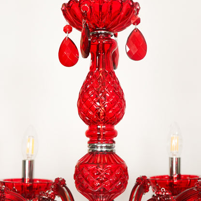 Rosalind 6-Light Crystal Drops Chandelier - Red