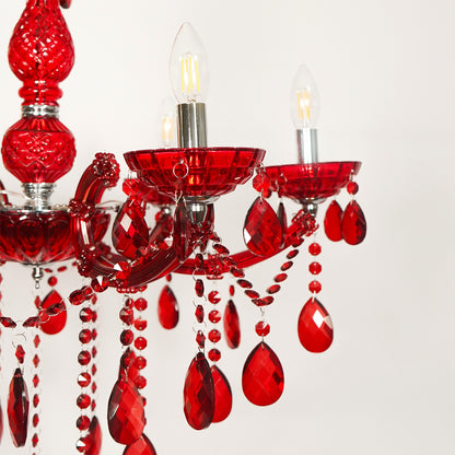 Rosalind 6-Light Crystal Drops Chandelier - Red