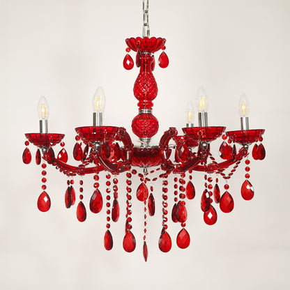 Rosalind 6-Light Crystal Drops Chandelier - Red