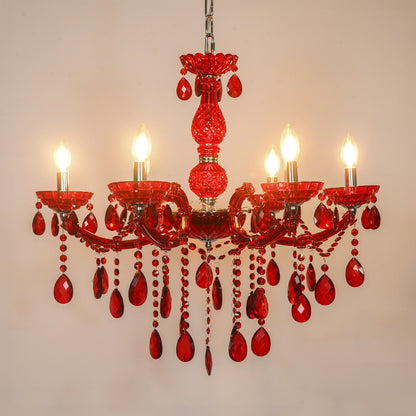 Rosalind 6-Light Crystal Drops Chandelier - Red