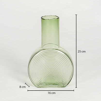 round geometric shape glass vase green dimensions
