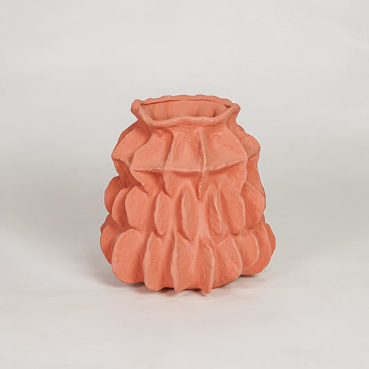 Modern terracotta ceramic textured decorative vase ideal for dried flower arrangement on console table shelf and stylish home decor.