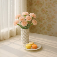 A textured white decorative vase styled in a modern room setting adding a clean artistic touch that enhances contemporary home decor beautifully.